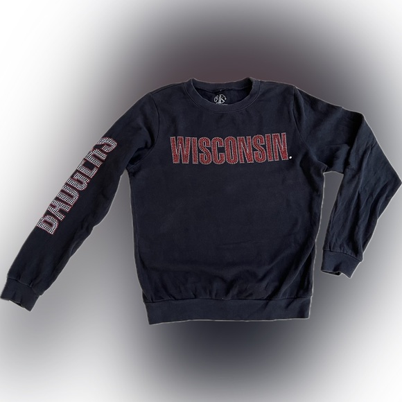 Wisconsin Badgers Long Sleeve Crewneck with Rhinestones | Recycled Karma | M/L - Picture 15 of 15